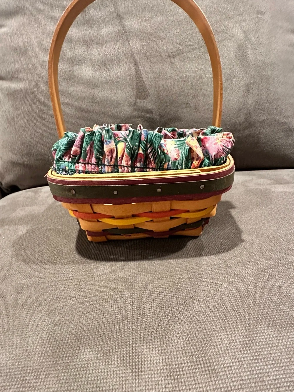 Longaberger 1998 Small Stained Easter Basket with Liner & Protector